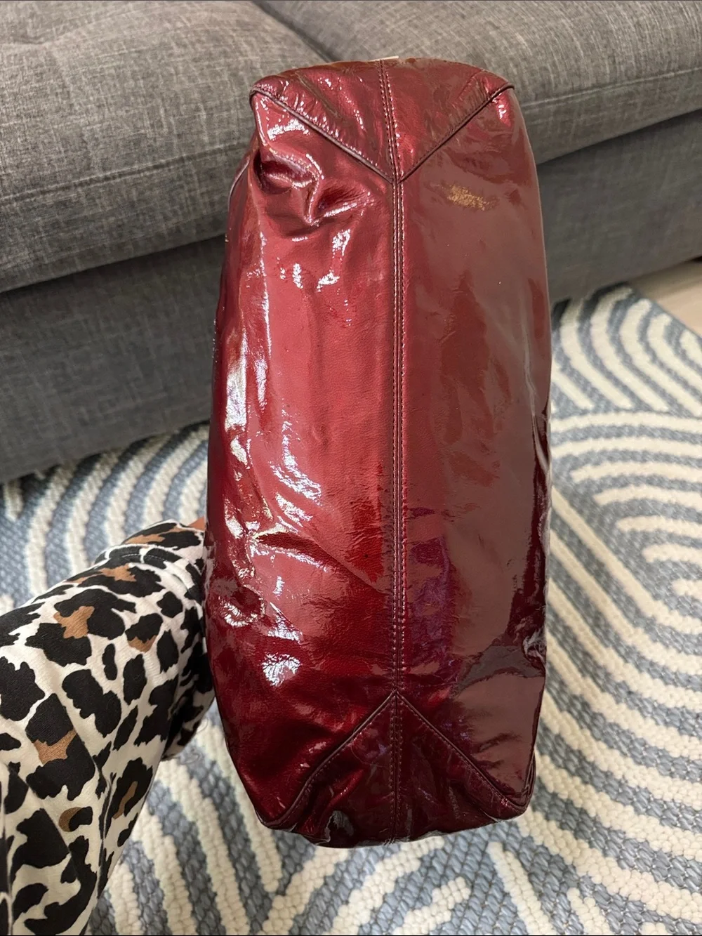 Rare Kooba Oversized Y2K Metallic Cherry Patent Hobo Indie Sleaze Statement Bag